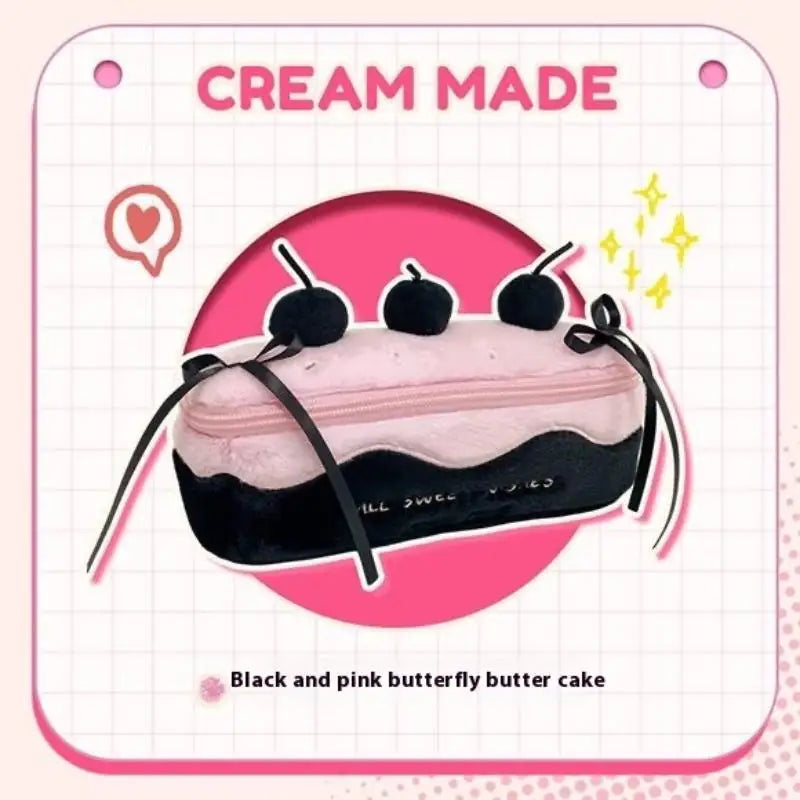Kawaii Cherry Cake Design Stationery Organizer Plush Pencil Case Qme A3