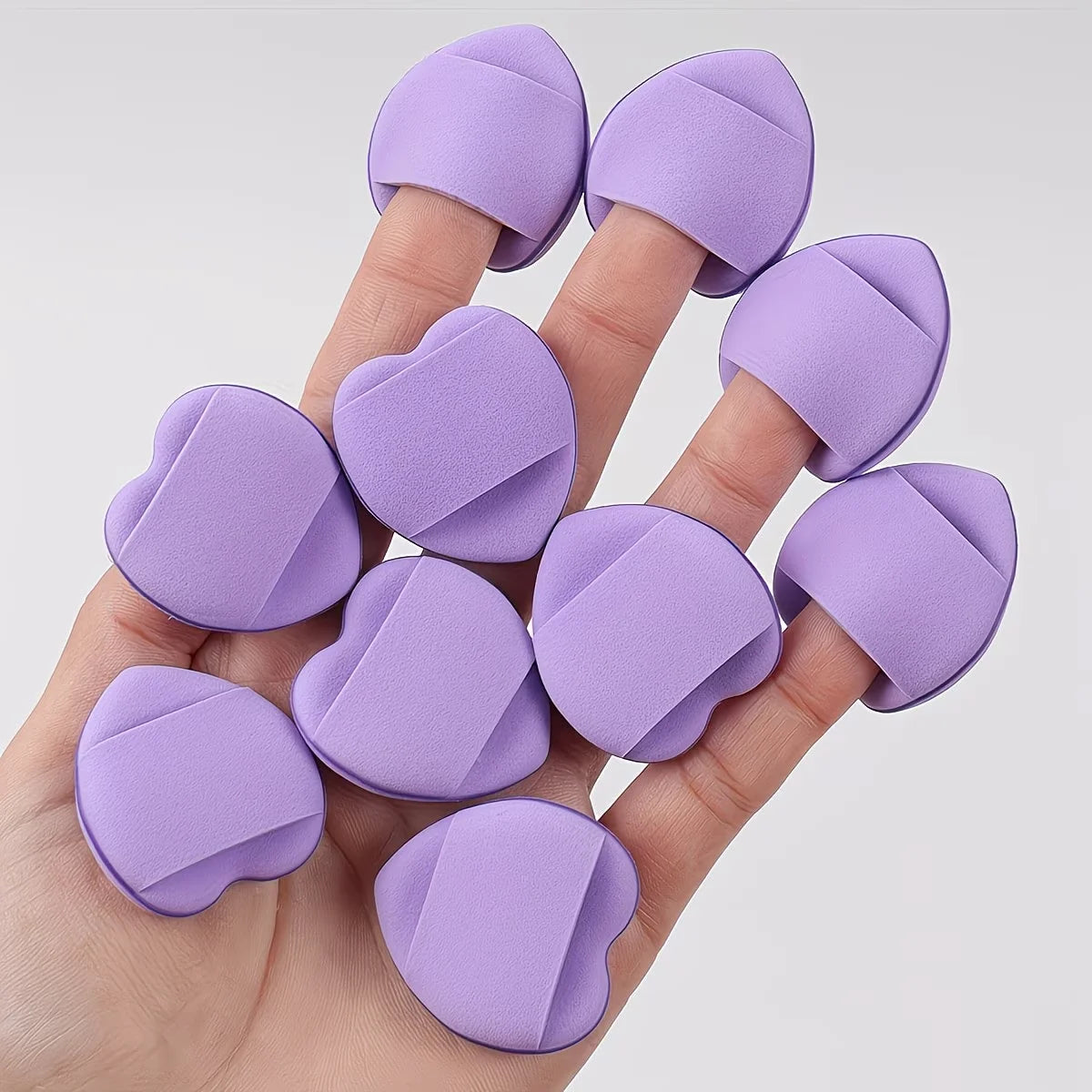 Mini Heart-shaped Finger Powder Puff Makeup Tool Air Cushion Sponge Qme purple