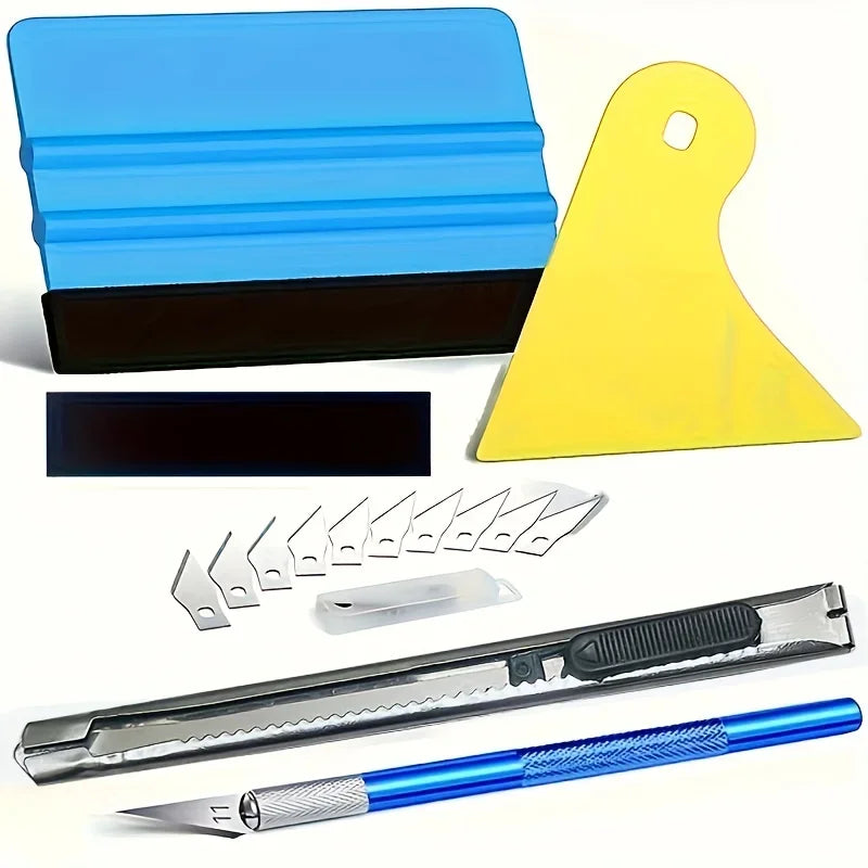 Professional Window Vehicle Wrap Film/Vehicle Wrap Tool Kit with Static Cling Ergonomic Tools,Easy Bubble-Free Installation Qme