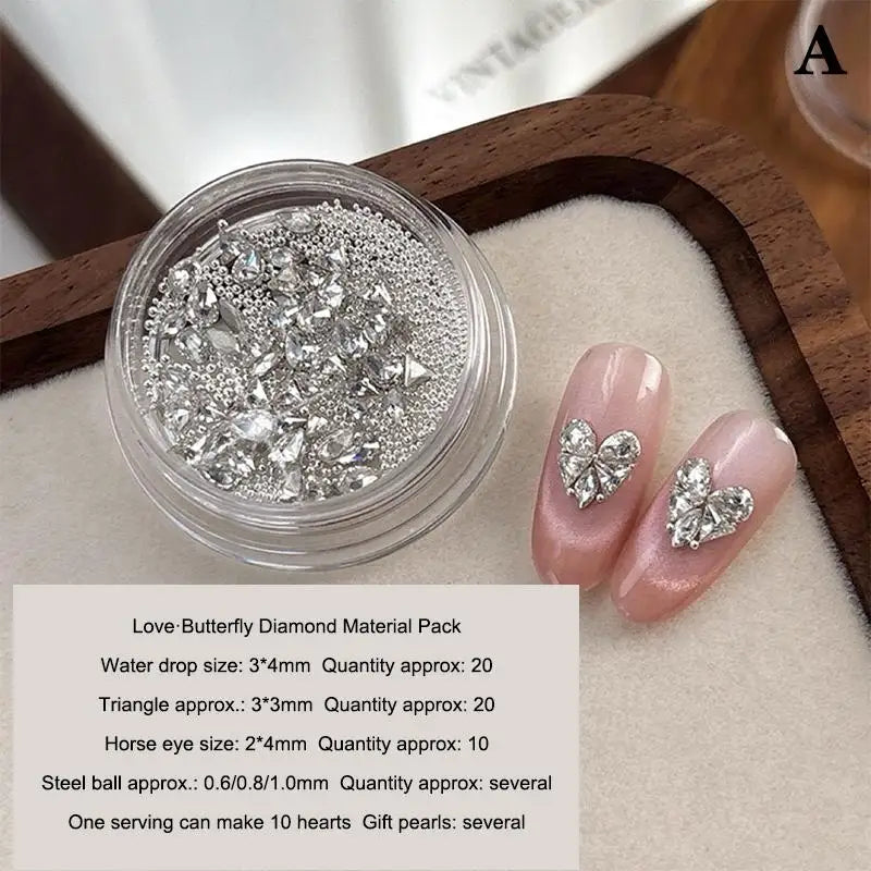 3D Nail Art Rhinestone Assemble Heart Butterfly Flatback Glass Qme A