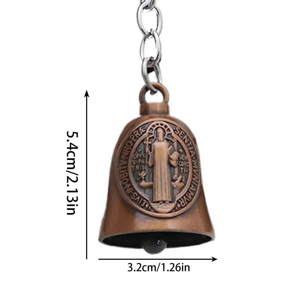 1PCS Motorcycle Bell Good Luck Jesus Bell Creative Motorcycle Bell Accessories For Good Luck Retro Riding Luck Key Chain Bell Qme 01