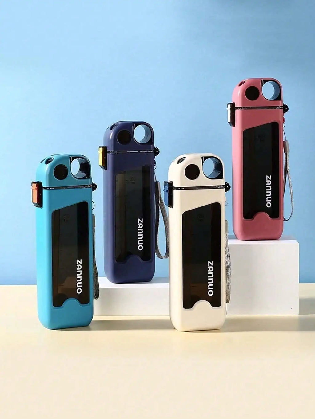 Graduated Plastic Leak Proof Square Water Bottle Summer Creative Qme