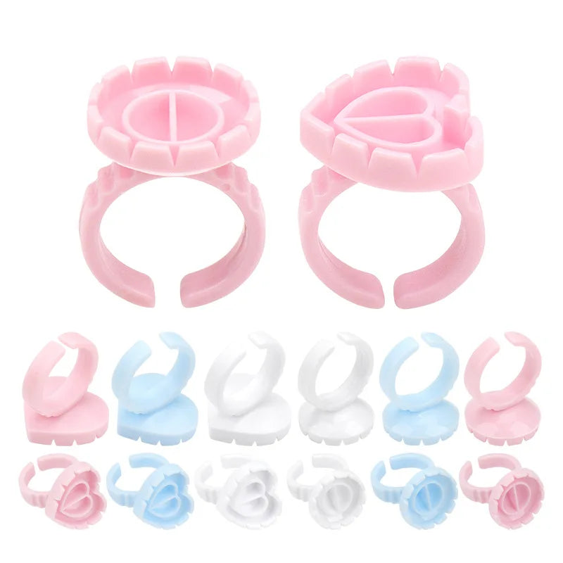 50 Wholesale Disposable Eyelash Glue Fan Cup Rings Holder Container Qme