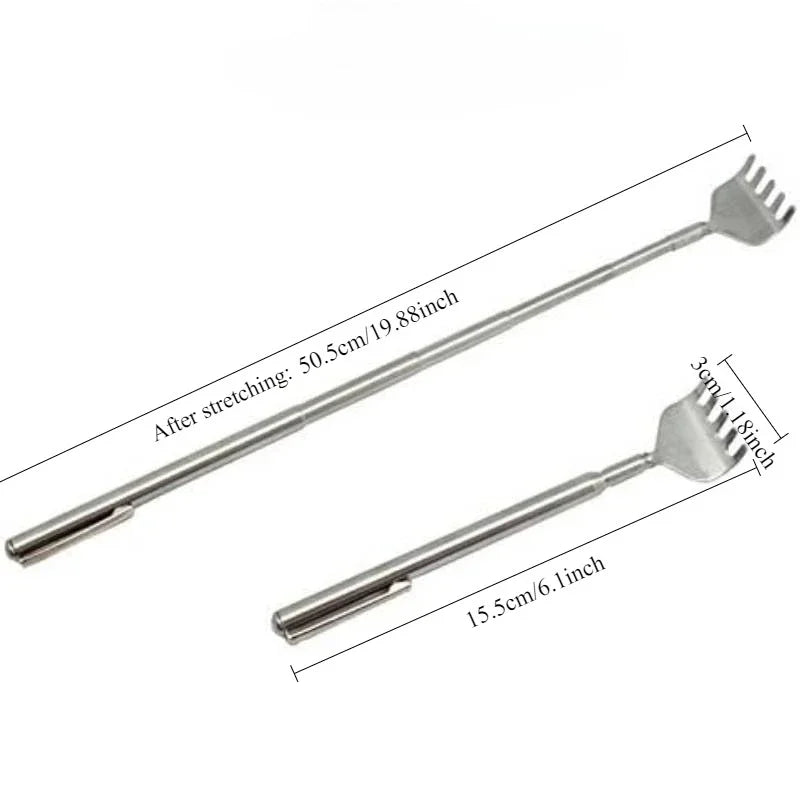 Pen Shaped Telescopic Back Body Itch Back Scratcher, Silvery Qme