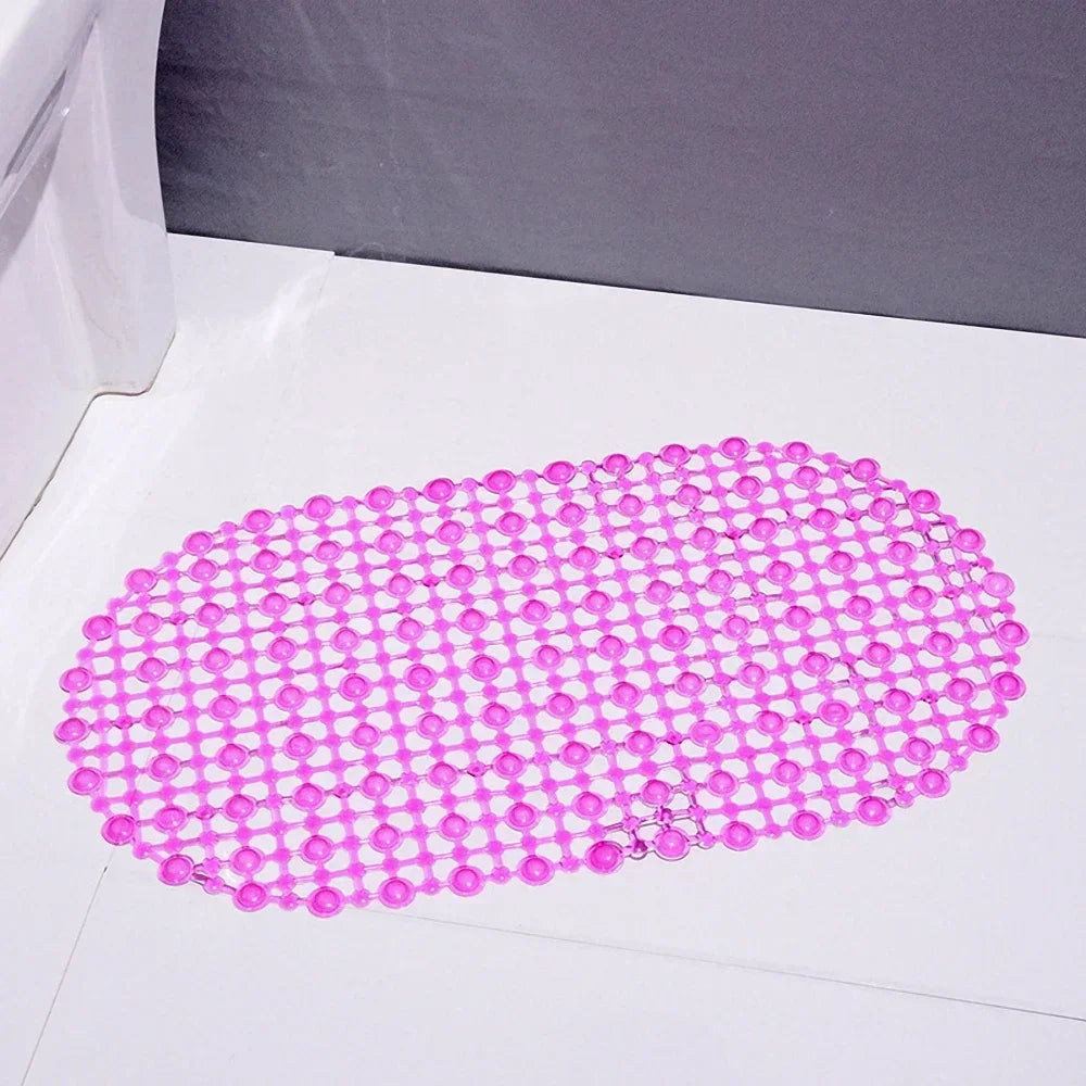 Household Non-slip Mat Bathroom Bath Massage Suction Cup Bathtub Rug Qme Rose Red
