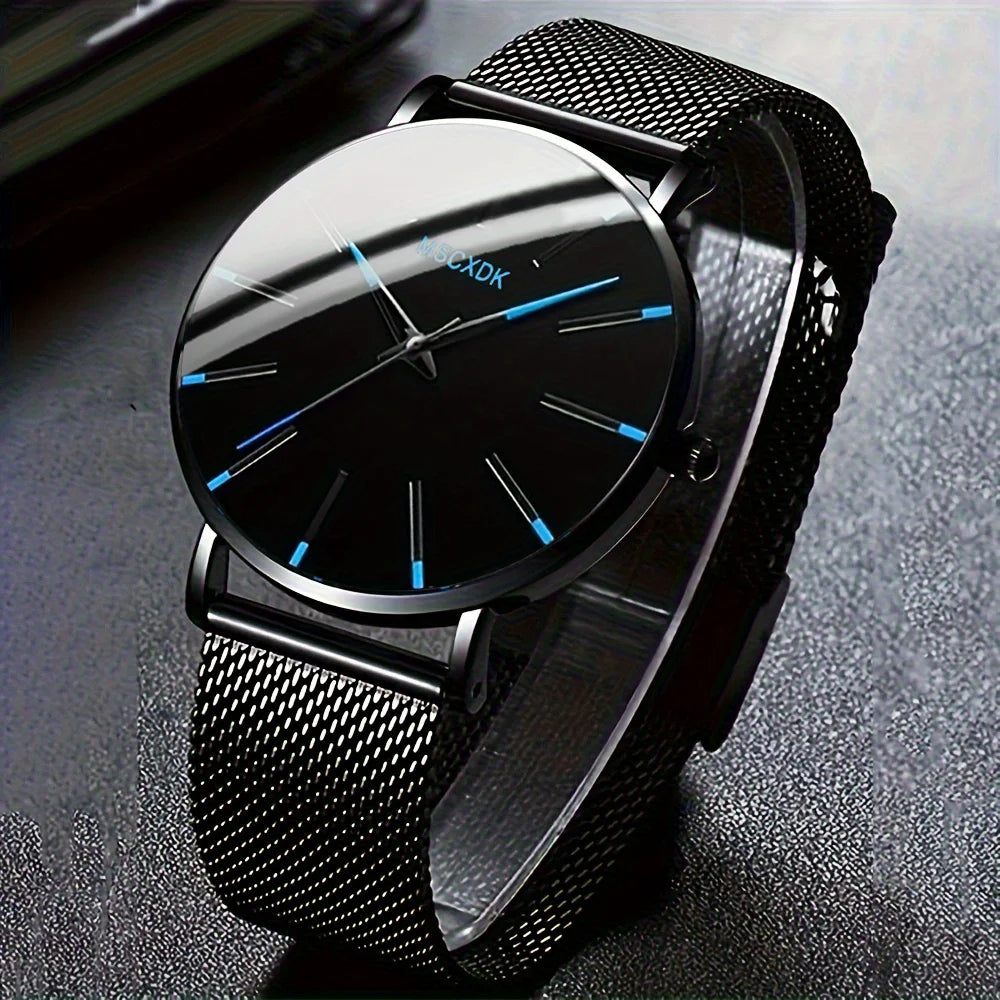 2 men's fashionable and casual round quartz watches and 3 pieces of jewelry, perfect gifts for daily wear and gift occasions. Qme