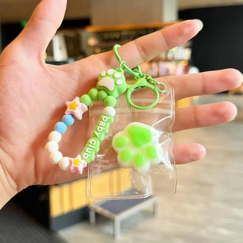 Cat Claw Stress Relief Squeeze Toy Ice Transparent Mini Keychain Cute Qme