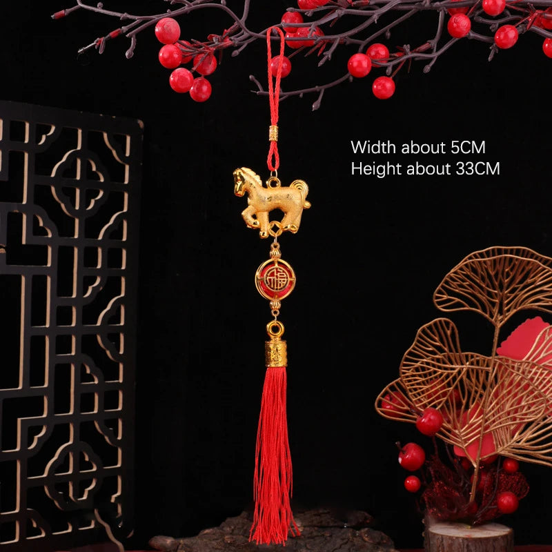 1/10Pcs 2026 Year Of The Horse Wall Hanging Car Ornament Chinese New Year 3D Horse Lantern Red Gold Pendant Lucky Decor Gifts Qme A7