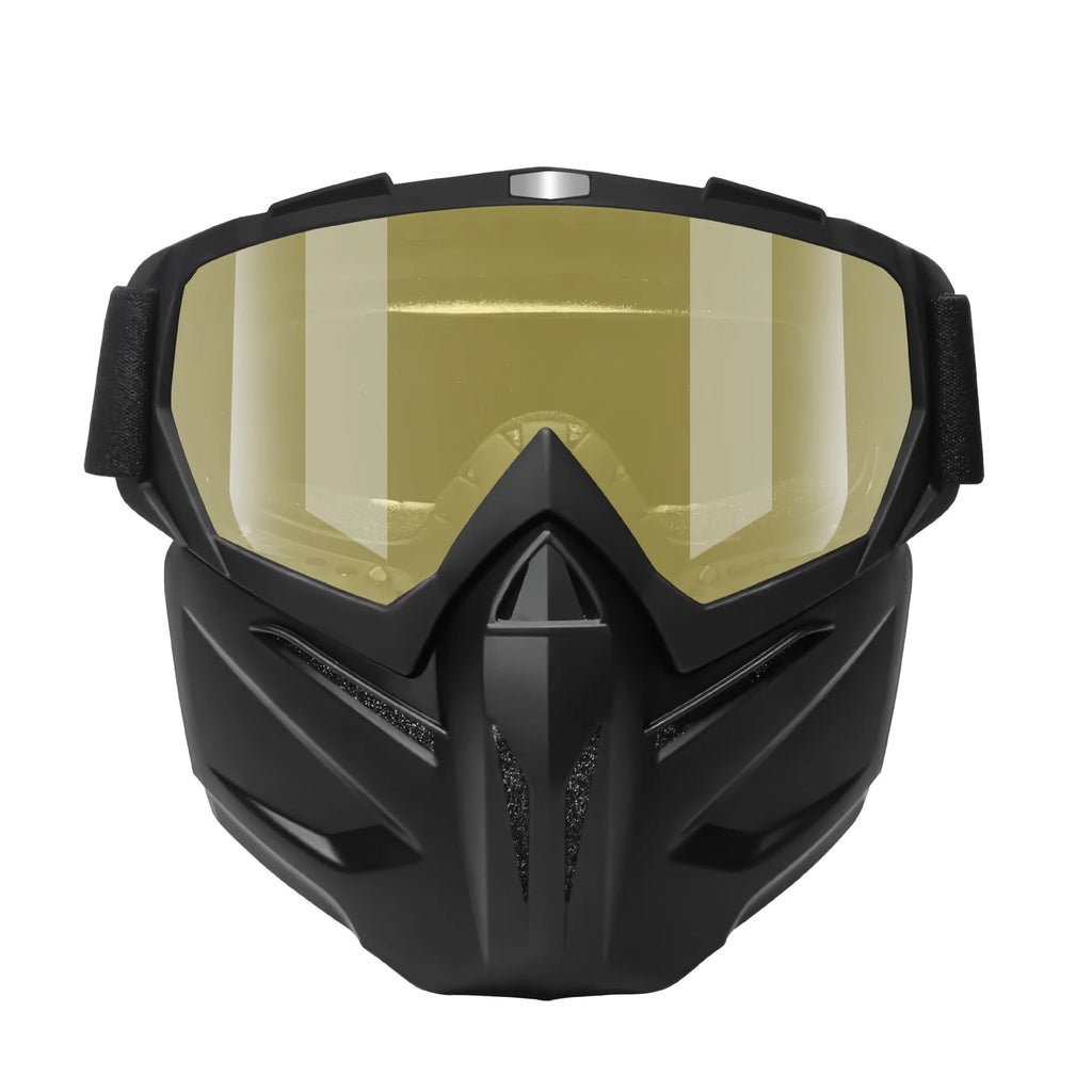 Vintage Motorcycle Helmet Mask Anti-Explosion Windproof Breathable Dustproof Riding Face Shield for Bikers Qme Black-Yellow