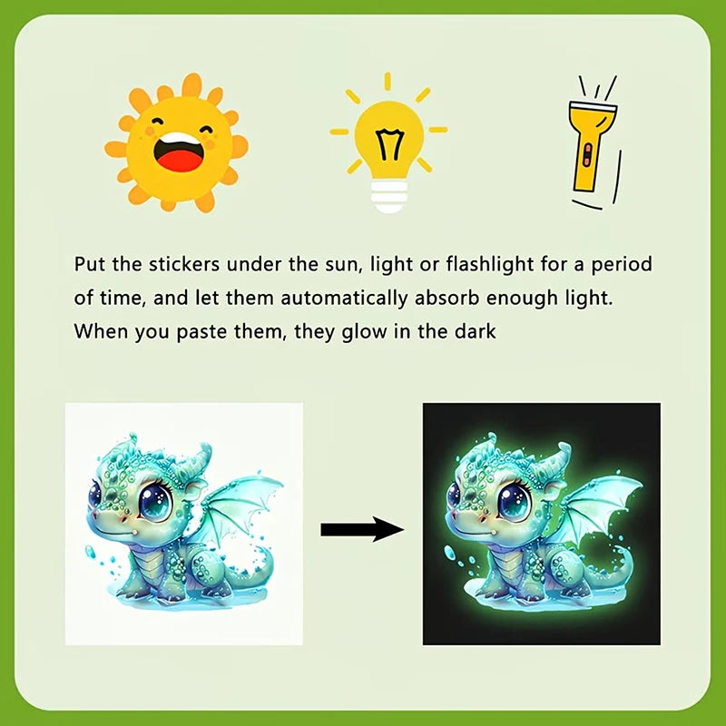 Self-adhesive Removable Home Bathroom Decor Fluorescent Blue Dragon Qme