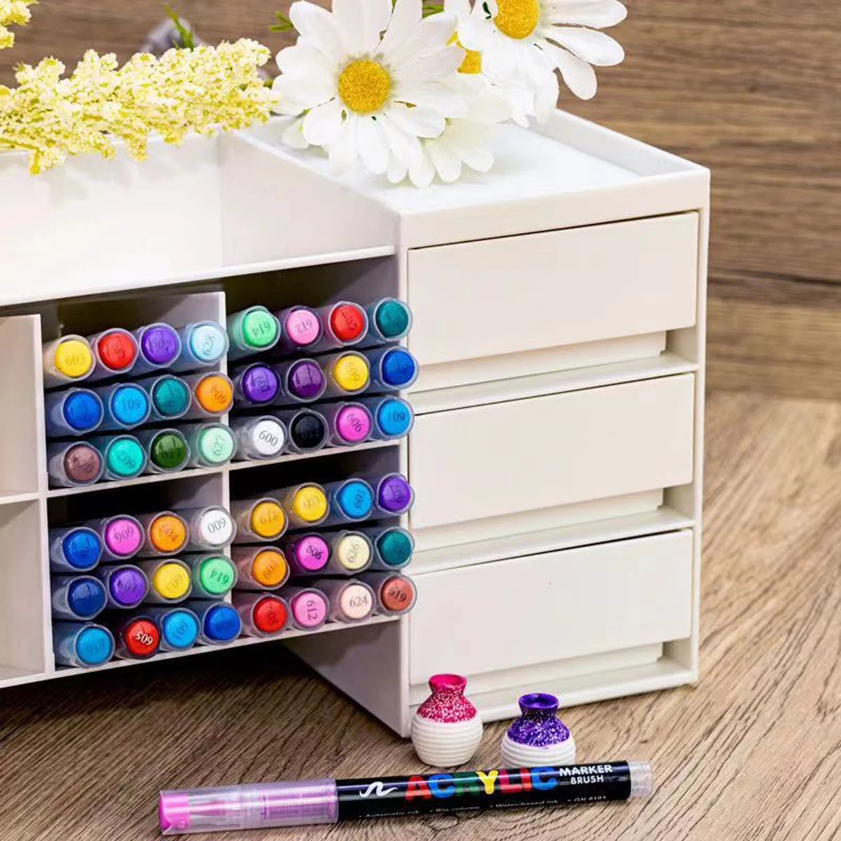 72-120 Colors Acrylic Paint Pens Markers Brush Tip Paint Markers For Rock Painting Wood Canvas Stone,Christmas Gift DIY Crafts Qme