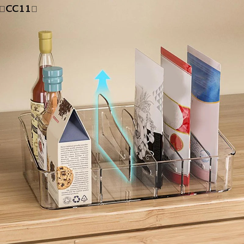 Large Capacity Spice Rack Transparent Divided Cosmetic Food Storage Qme