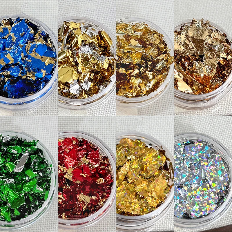 1Box Gold Foil Fragment Nail Glitter DIY Nails Sticker Art Qme