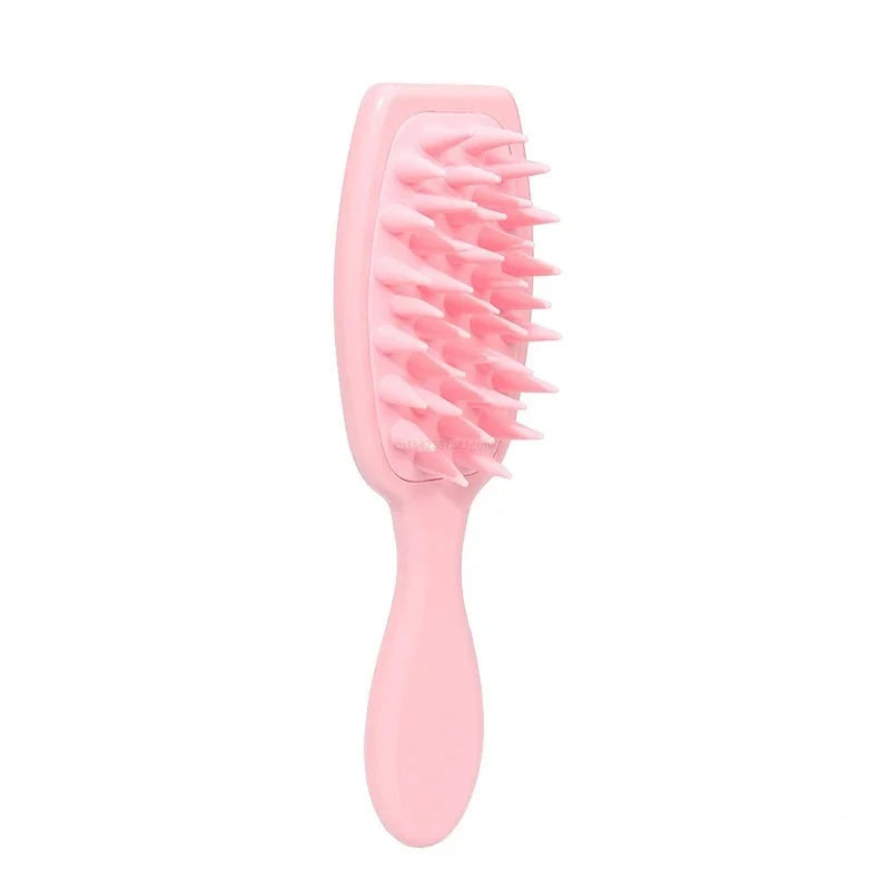 Silicone Shampoo Brush Scalp Massage Head Washing Comb Long Handle Qme Pink China Mainland