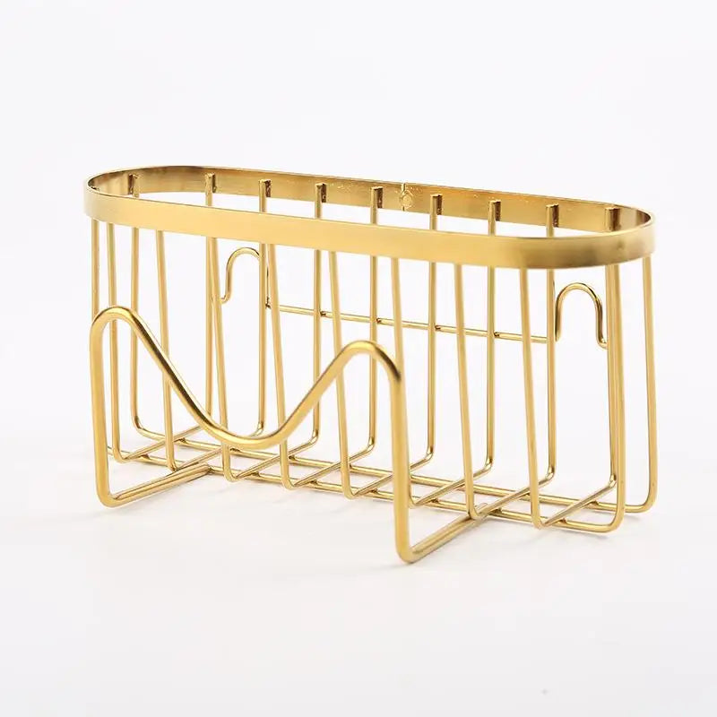 Suction Cups Sponge Drainer Rack Hollowed Hook Stainless Steel Holder Qme Gold