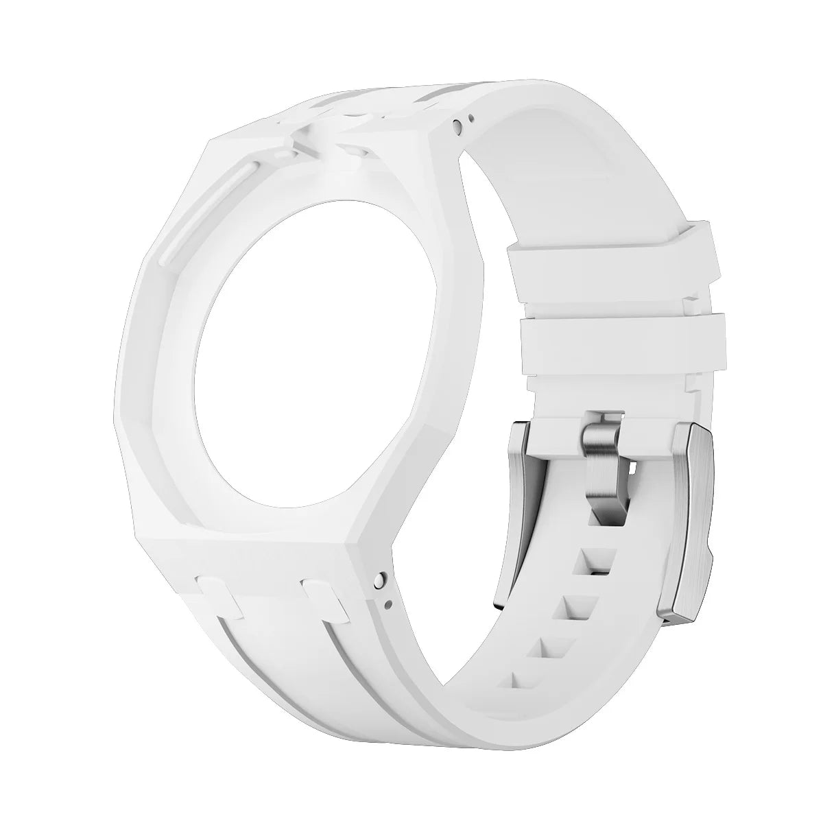 2 In 1 Strap + Case for Swatch x AP Royal Pop Pocket Watch Change to Wristwatch Ceramic+Silicone Band Wrist Strap Accessories Qme 1.White-12.0