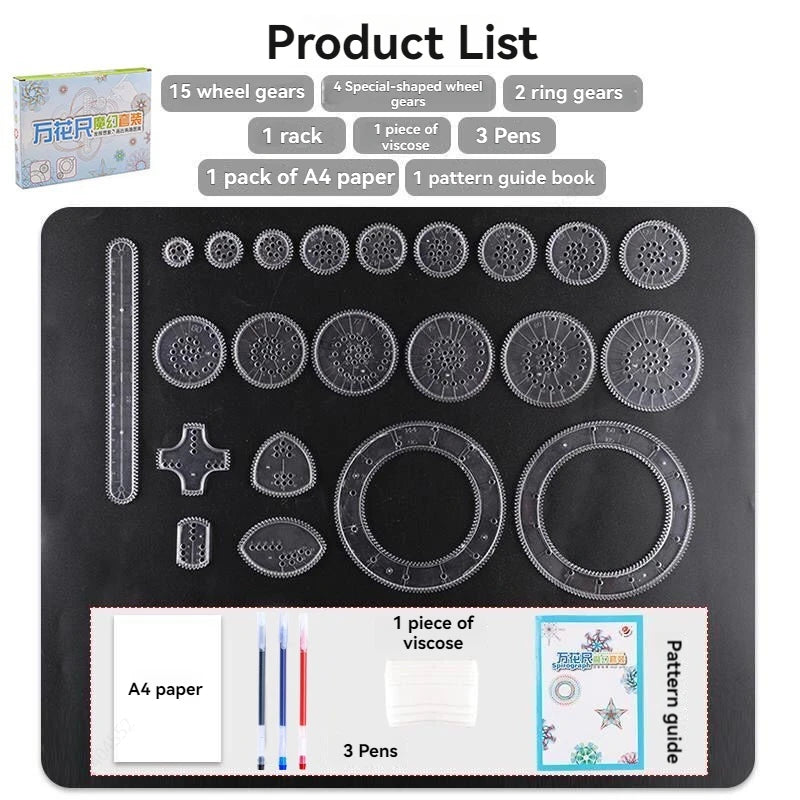 28 Pieces/set Multifunctional Ruler,magic Template, Create Stunning Spiral Drawings, Multifunctional Geometric Drawing Ruler Set Qme