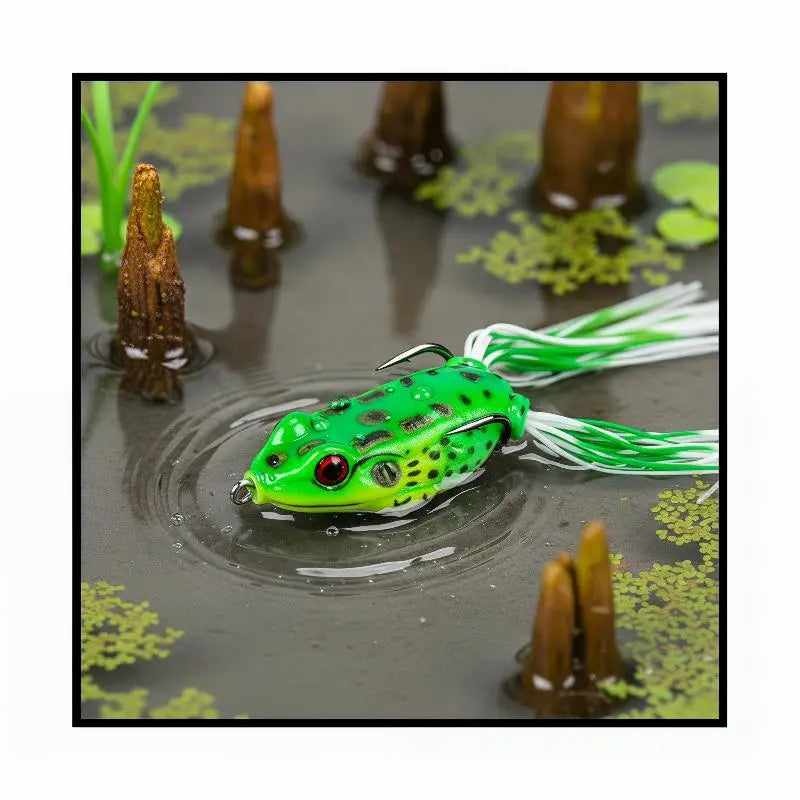 Frog Bait Plastic Fishing Lure Hooks Topwater Ray Artificial 3D Eyes Qme