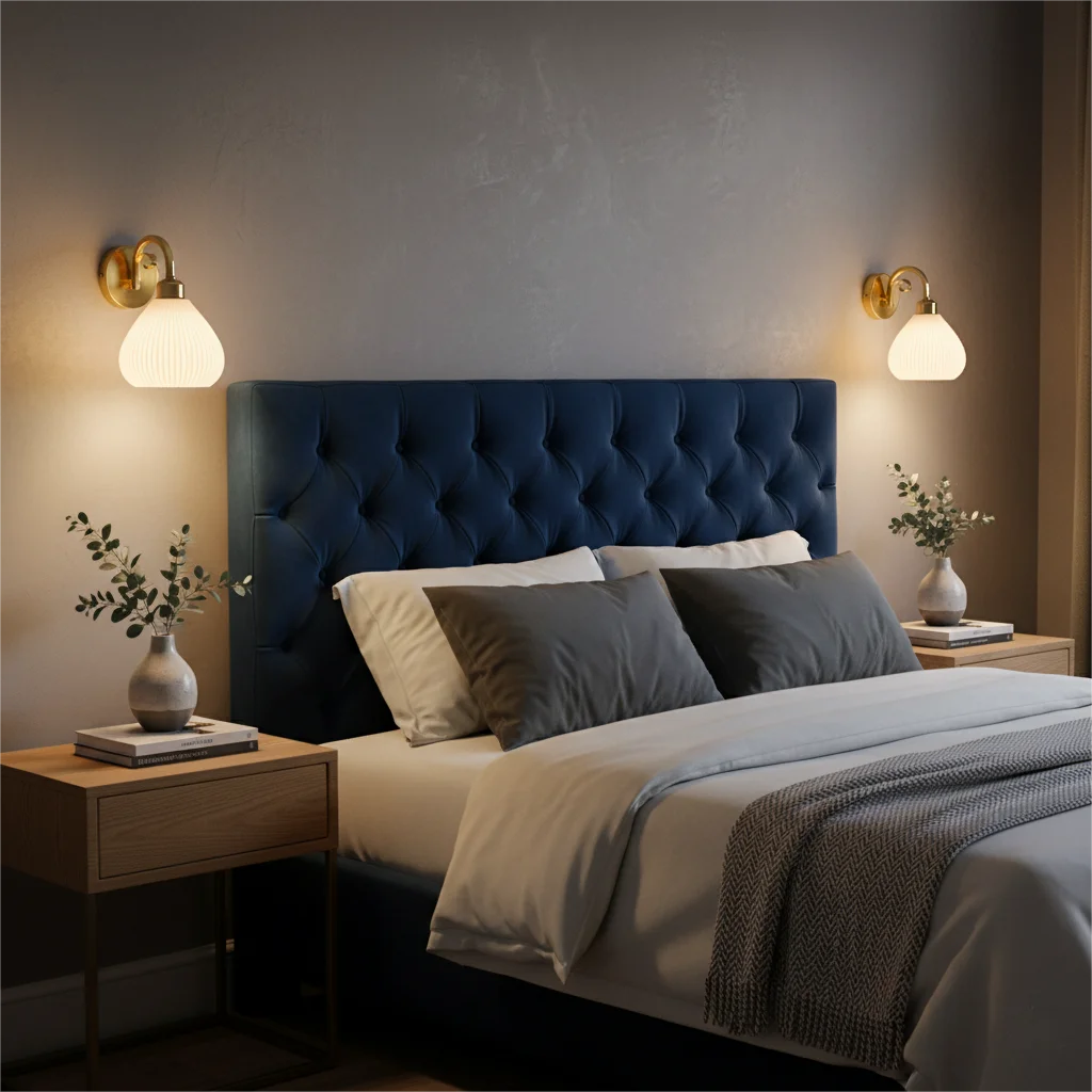 Modern Simple Soft Style Wall Lamp Metal Body Gold Color Bedroom Decor Sconce Light LED Acrylic Lampshade Corridor Wall Lustre Qme