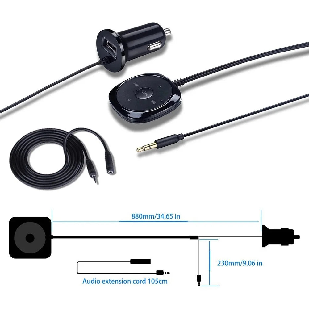 Car Bluetooth-compatible Audio Receiver 3.5mm AUX Handsfree Audio Music Receiver Adapter Auto Accessories for Smartphone Tablet Qme