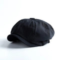 Male British Cotton Versatile Retro Newsboy Octagonal Hat Korean Tide Qme black 61-63cm