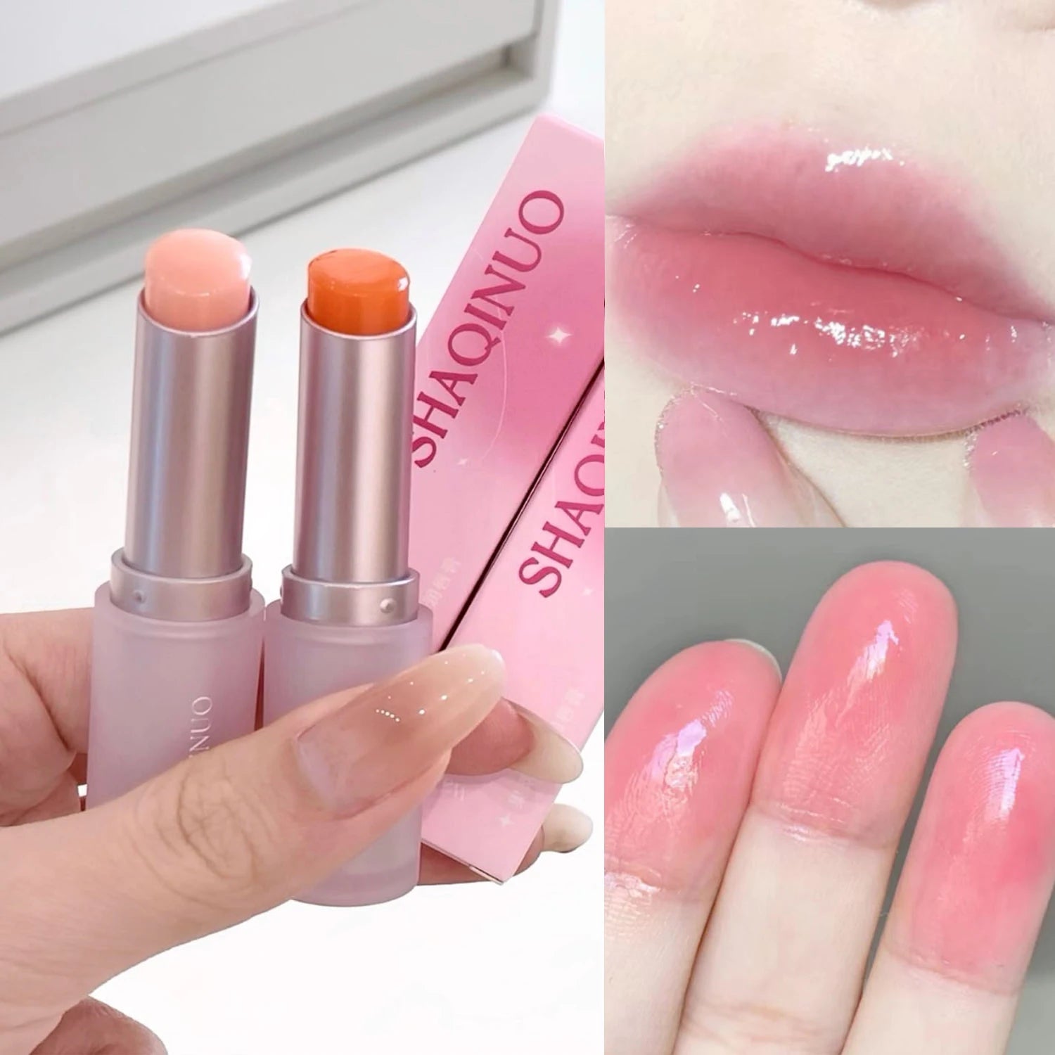 Fruit Lip Balm Moisturizing Clear Lip-Primer Color Tinted Solid Lip Glos Color Changing Nourishing Jelly Pink Lipstick Makeup Qme