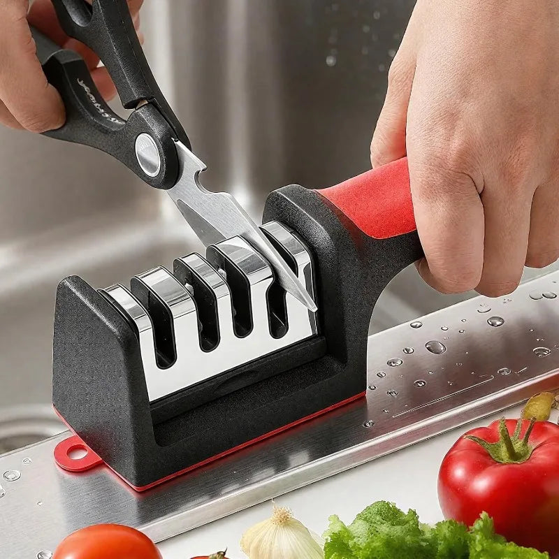 Kitchen 3/4-Segment Knife Sharpener Household Multi-Functional Hand-Held Three-Purpose Sharpening Stone for Home Kitchen Tools Qme