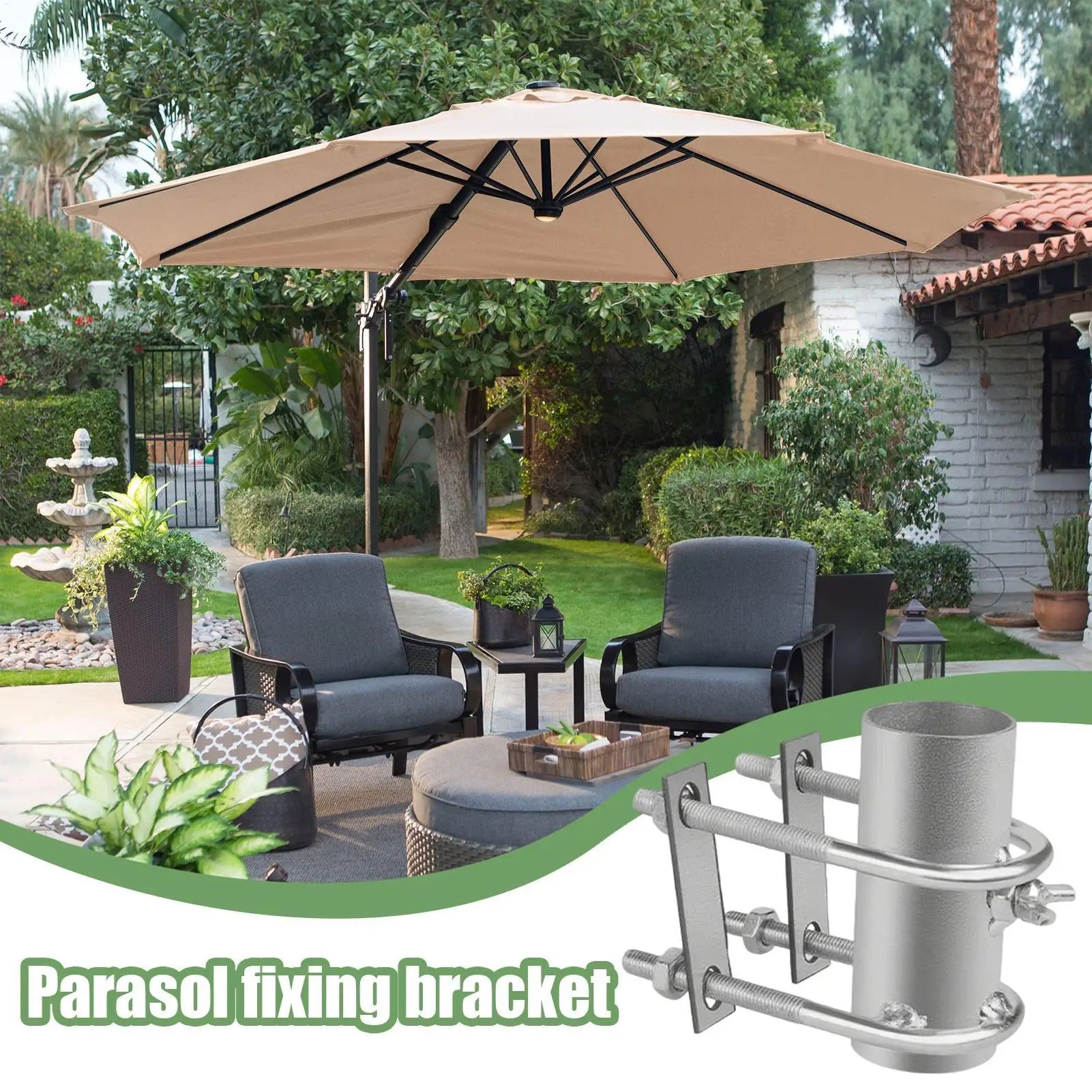 Umbrella Holder Deck Railing Clip Adjustable Bracket Base Thickened anti rust universal fixed sunshade umbrella frame Qme