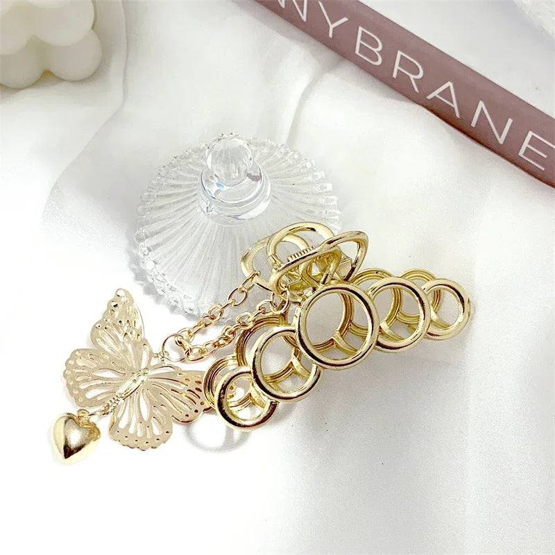 New Hollow Out Butterfly Tassel Hair Pins for Women Girl Beauty Vintage Metal Golden Clips Jewelry Accessories Styling Tools Qme