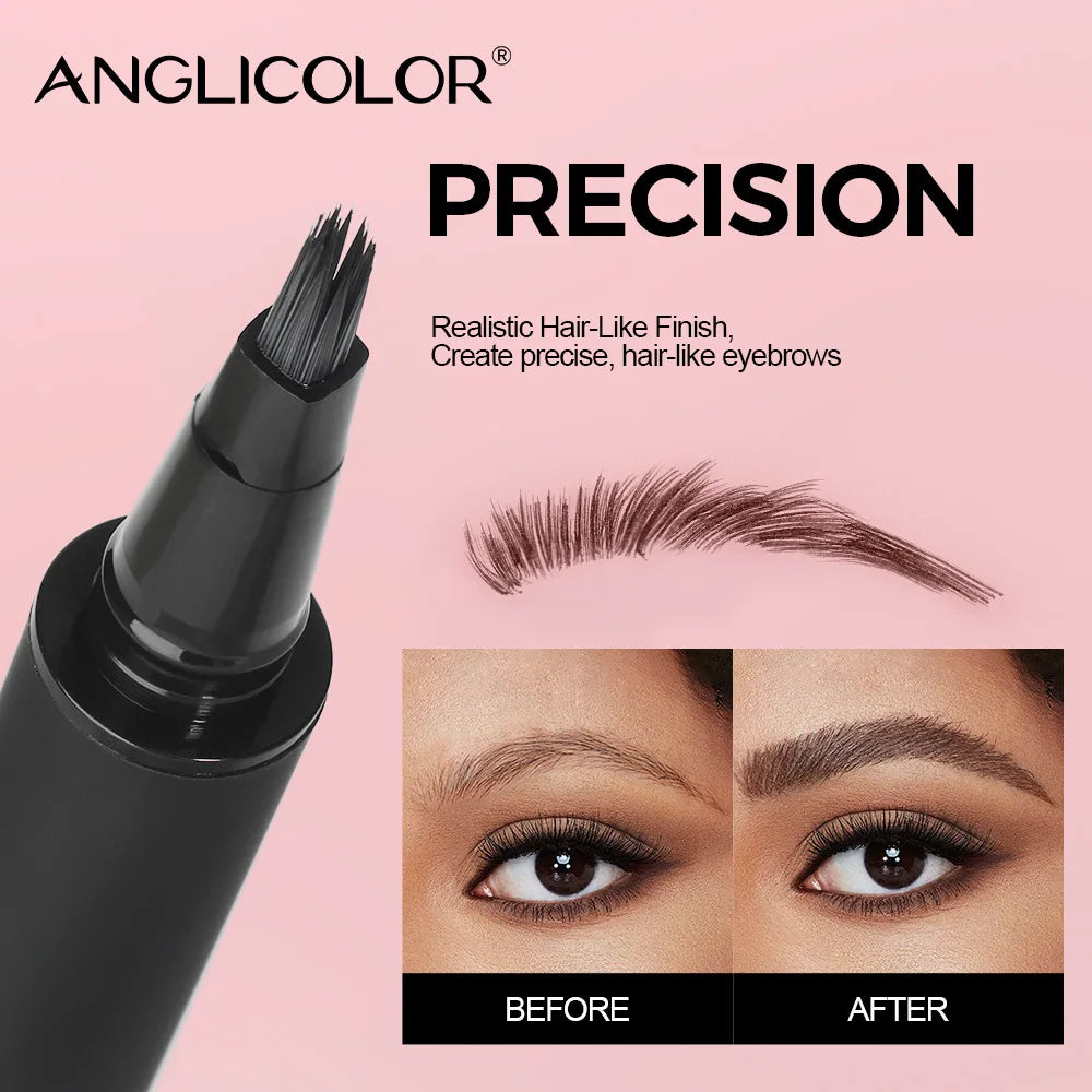4-Sided Angle Brush Tip Wild Eyebrow Painting Liquid Ash Tea Brown 3D Dye Dip Eyebrow Enhancers Tinted Hairline Modification Qme