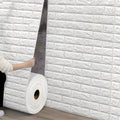 Waterproof Stain Resistant 3D Brick Wallpaper 70cmx1m Wall Sticker Qme white 70CMx1M 5pcs