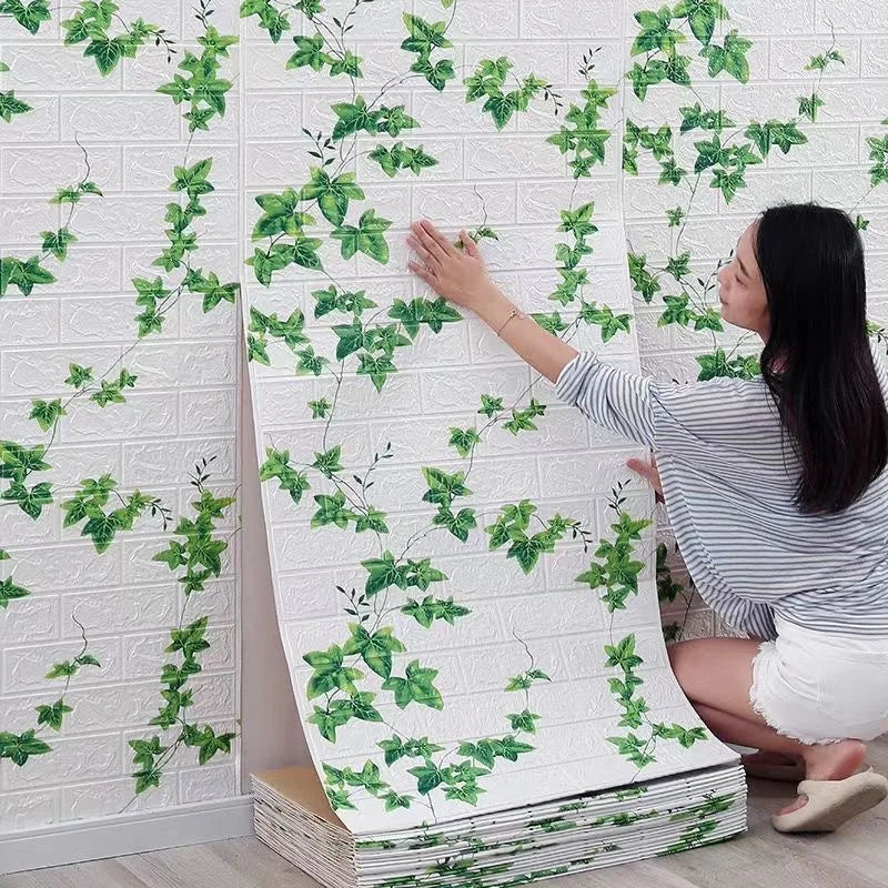 Waterproof Roll 3D Wall Sticker 70cmx100cm Decorative Wallpaper Bedroom Living Household Indoor Wall Art Decor Qme 70CMx5M creeper