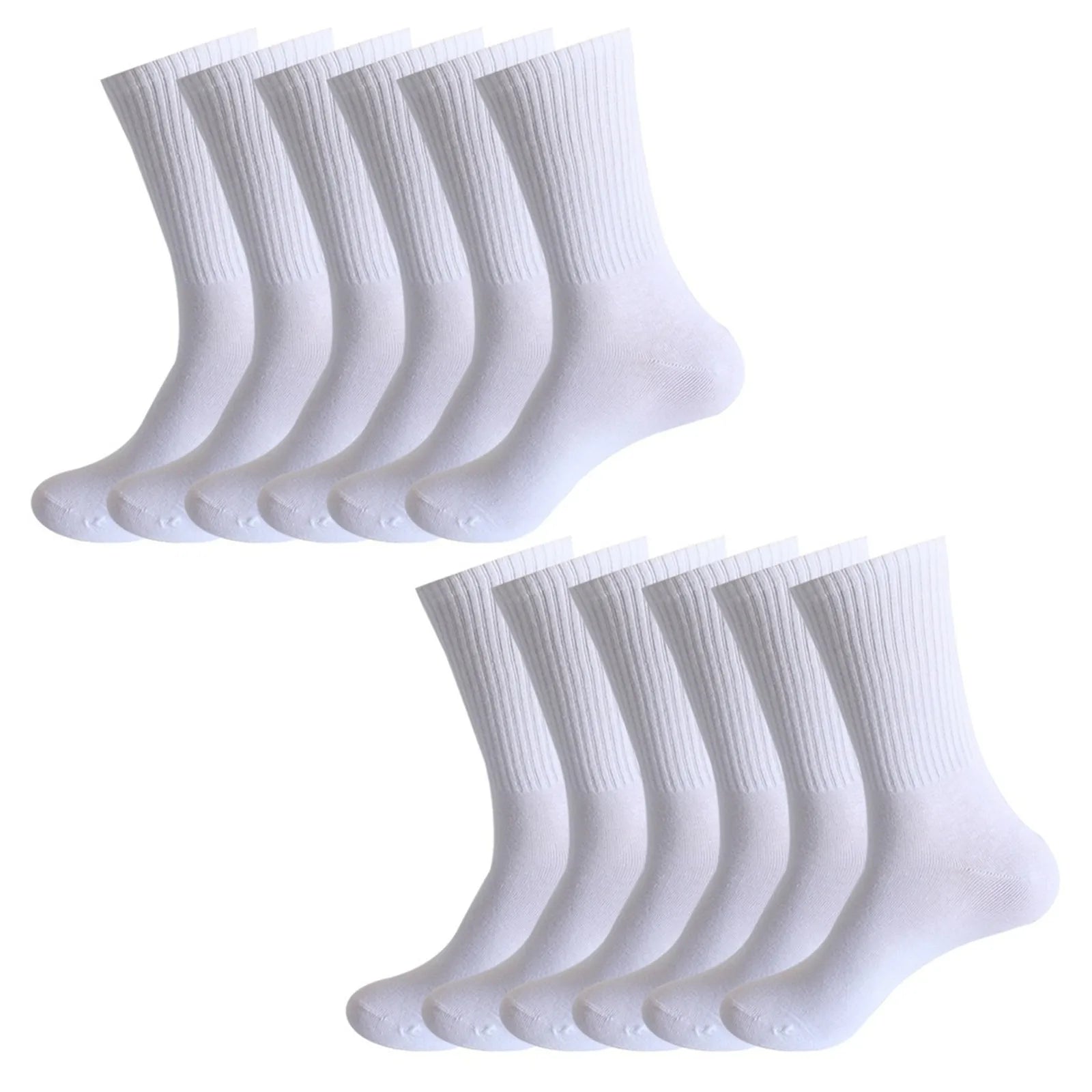 6/12-Pair Women's and Men's Solid Color Cotton Blend Mid-calf Socks Basic Casual and Versatile Elastic Comforatble Socks Qme B One Size