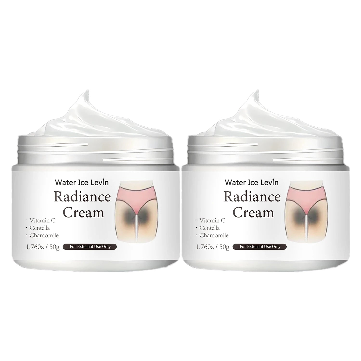 50g of Radiance Cream - Contains Vitamin C, for Private Areas, Underarms, Joints, Improves the Appearance of Melanin, and Illuminates the Skin Inside the Buttocks and Thighs Qme 2Pcs 50g