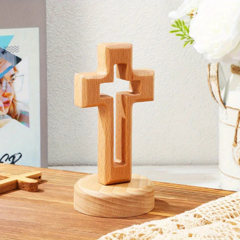 Sacred Church Ornament Wooden Jesus Standing Cross Religious Holidays Qme