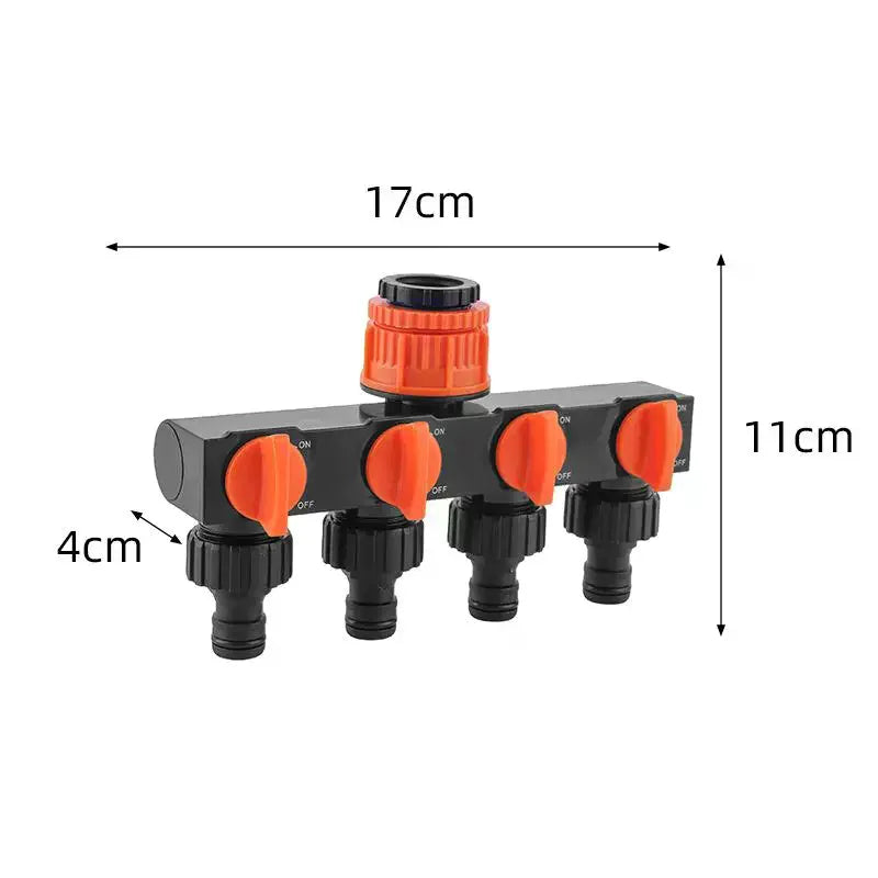 Garden Hose Pipe Splitter 4-Way Faucet Diverter Tap Hose Connector Splitter Four Independent Switches For Home Lawn Irrigation Qme