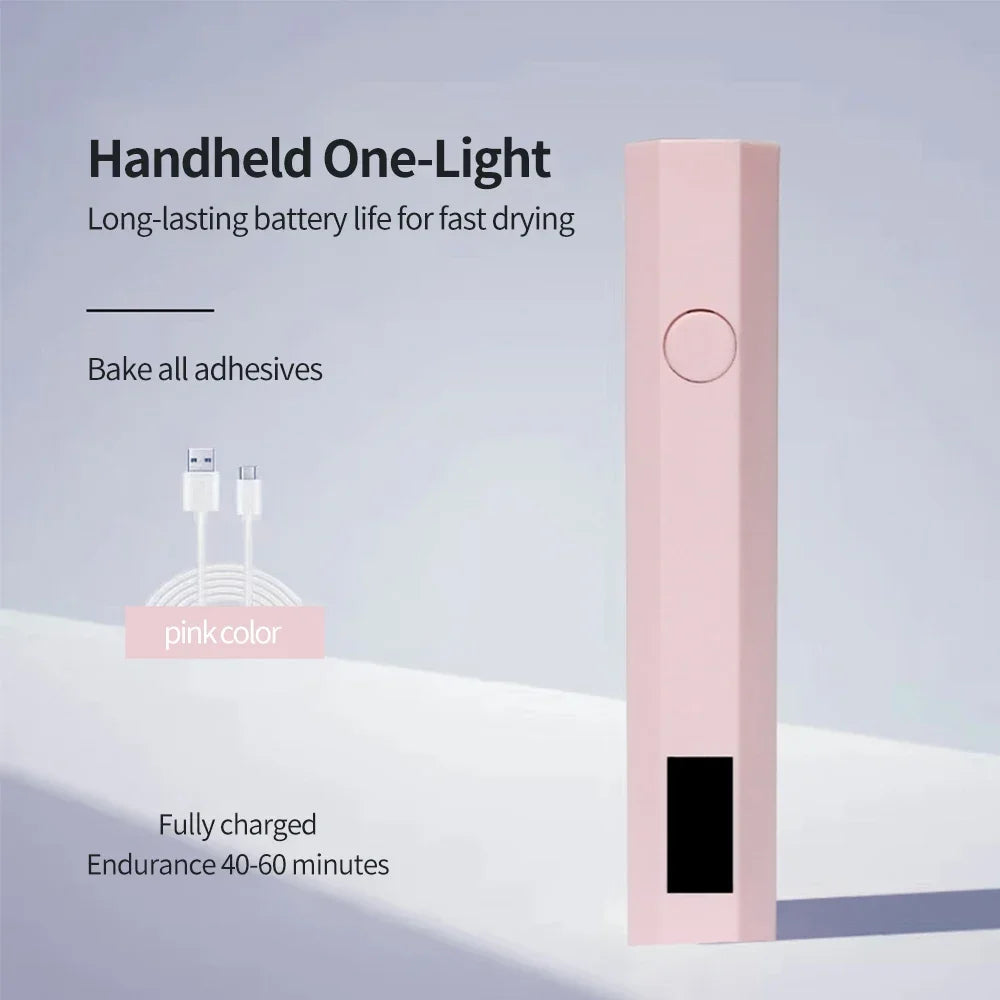 Mini Fashion And Portable Salon Quick Dry USB Nail Dryer Machine Home Phototherapy Tools Professional UV LED Nail Lamp Qme LCD version Pink USB