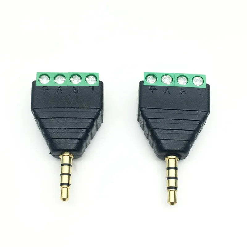 3.5mm 10pcs 1/8 Inch Stereo Male & Female Plug to AV Screw Video Balun Terminal Jack 3 pin Terminal Block Plug Connector Qme Male