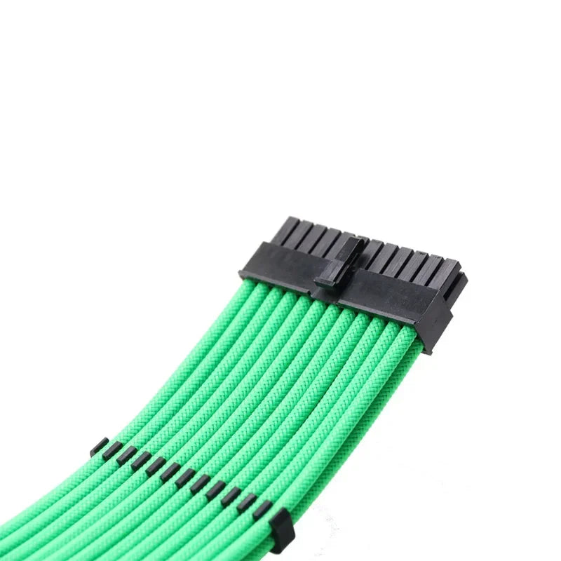 PC Case Sleeved PSU Extension Cable Kit ATX Power Cord 4 In 1 18AWG ATX 24Pin/ VGA 6+2P/ CPU 4+4Pin Transfer Extension Cord Qme