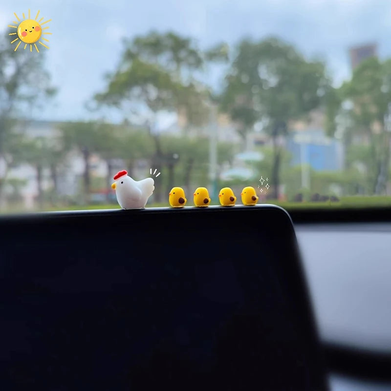 Cute Mini Chickens Car Dashboard Accessories Fun Chicks Rearview Qme