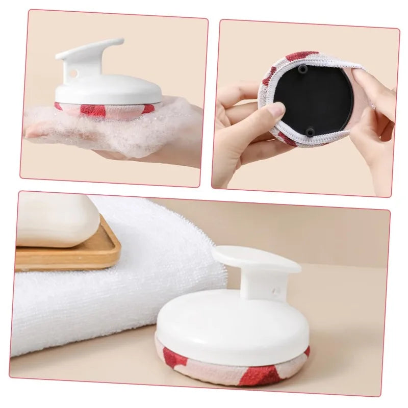 Exfoliating Shower Brush Adults Replaceable Soft Cloth Heads Gentle Qme