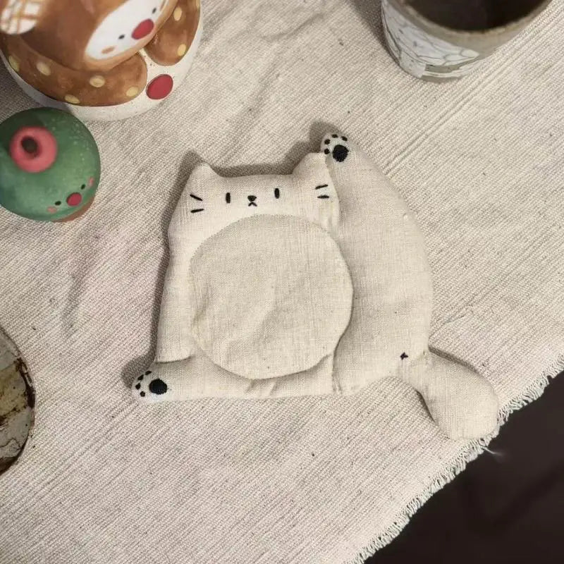 Coffee Table Mat Decorative Heat Insulation Coaster Tea Cute Lazy Qme Beige 1PC