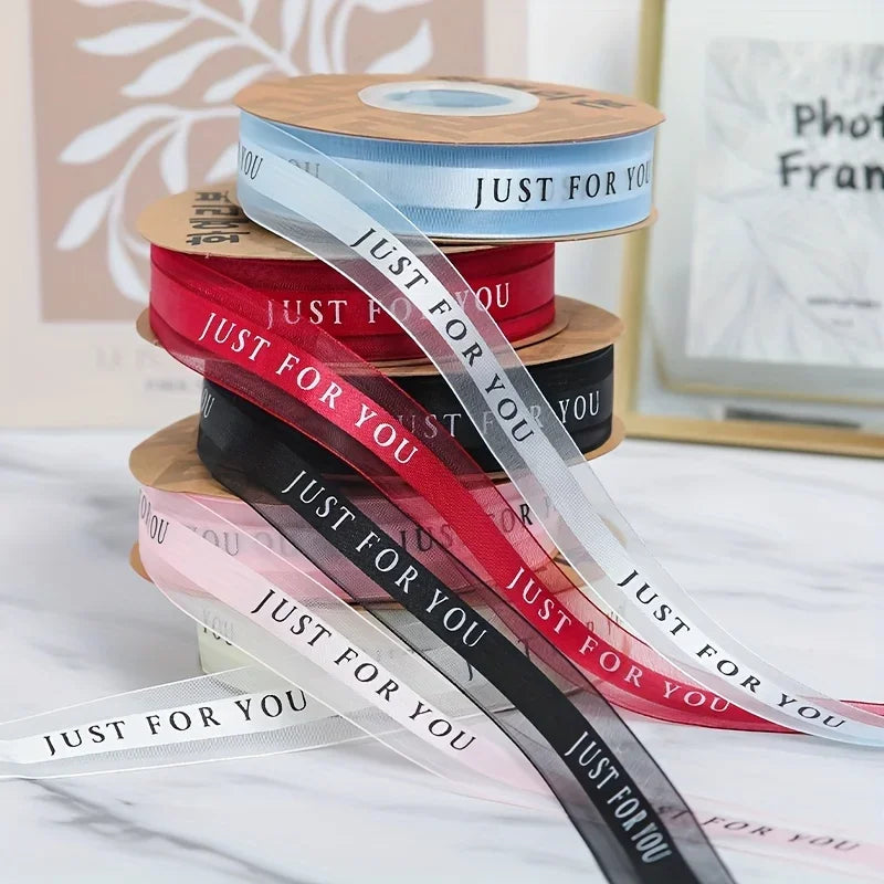 1pc, "just For You" English Snow Yarn Ribbon Gift Snow Yarn Colorful Silk Baking Cake Packaging With Webbing Florist Material Qme