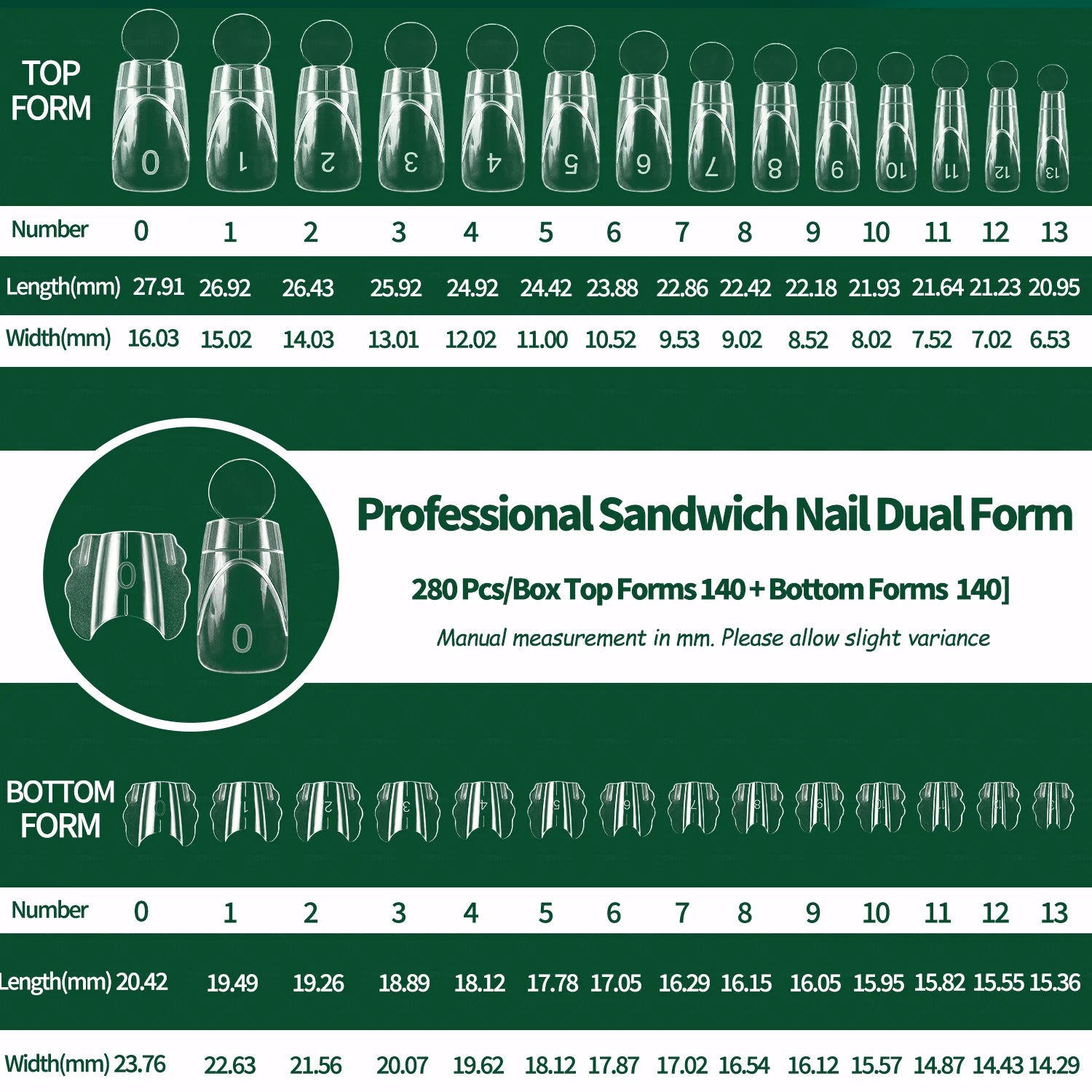 Nailpop French Line Dual Form Sandwich Matte Clear Nail Forms Coffin Qme SW-FSX-002-2