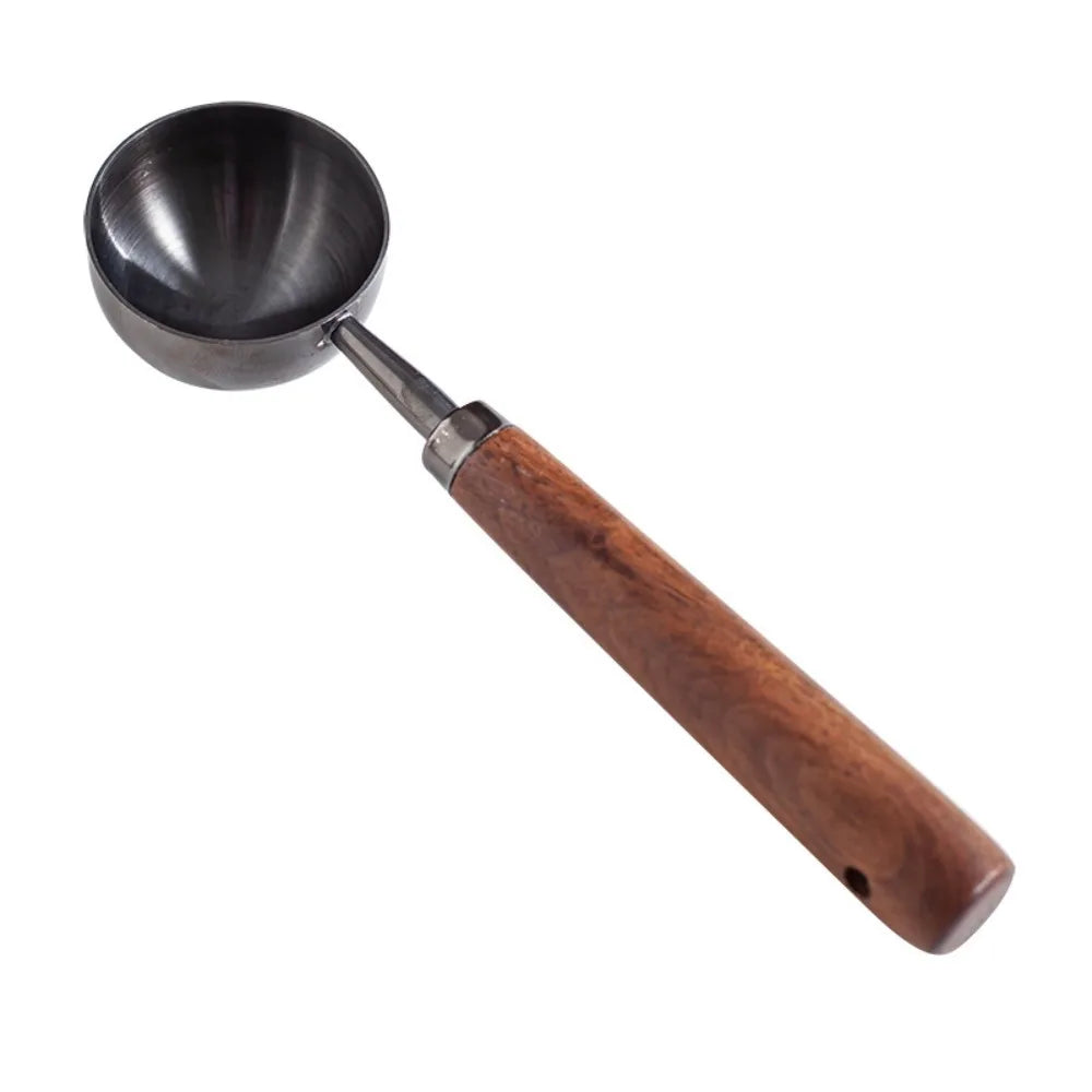 Walnut Wood Coffee Scoop Stainless Steel Long Handle Measuring Spoon Qme