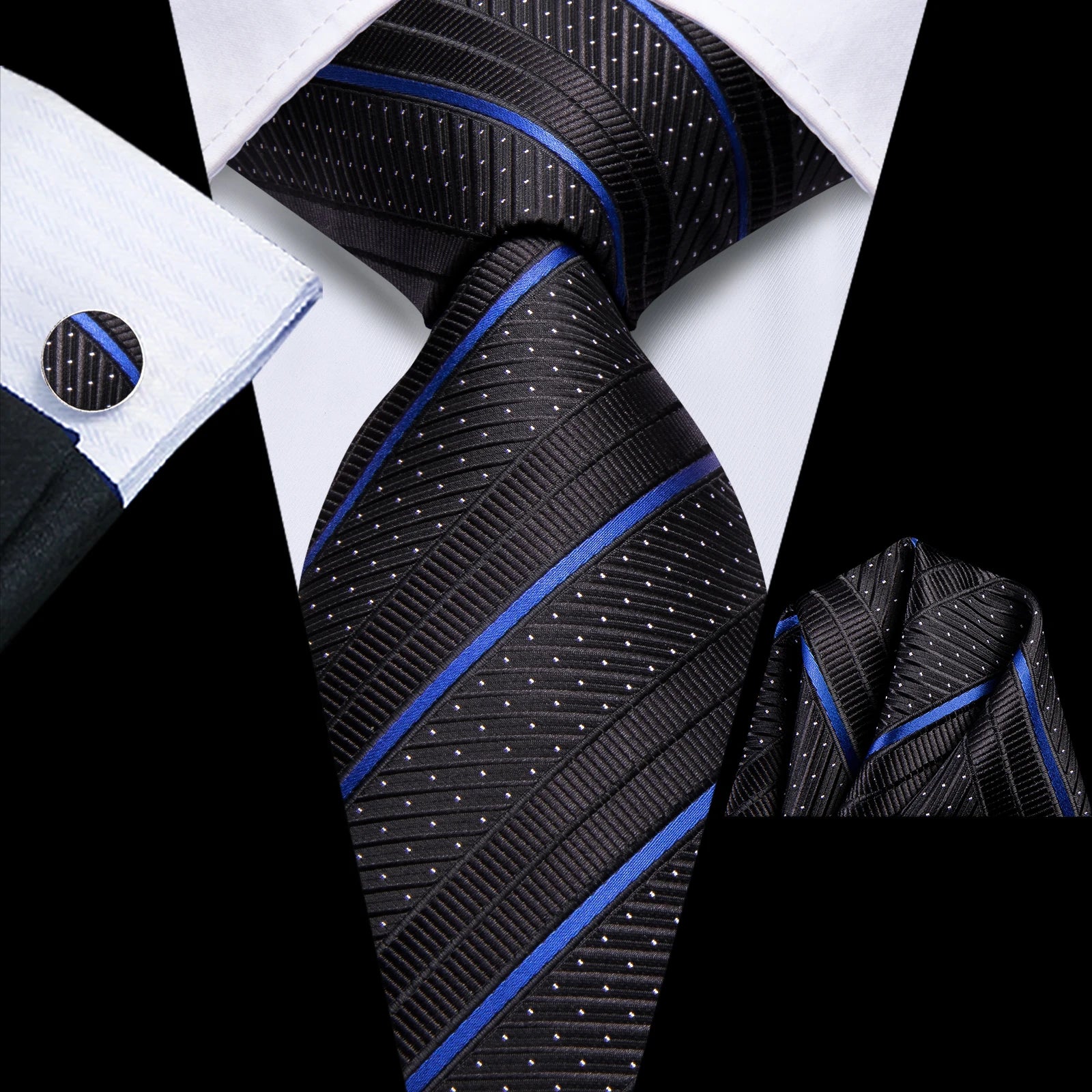Hi-Tie Rose Pink Stiped Plaids Purple Blue Mens Necktie Handkerchief Cufflinks for Tuxedo Accessory Classic Luxury Tie Man Gift Qme HT-N-0186