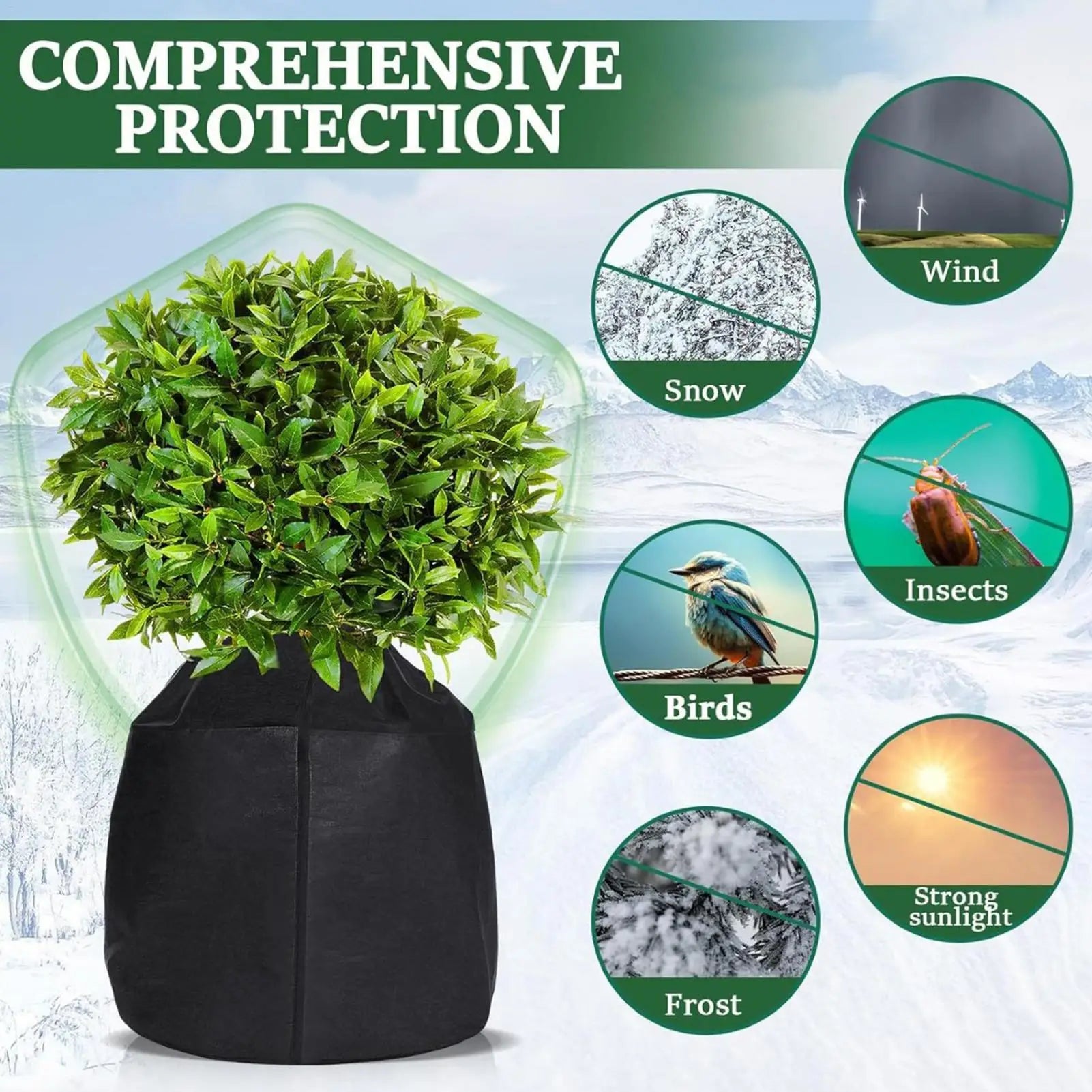 Plant Frost Protection Cover Winter Flower Pot Cover with Freeze Protection Potted Plants Protection Cold Weather Trees Jacket Qme