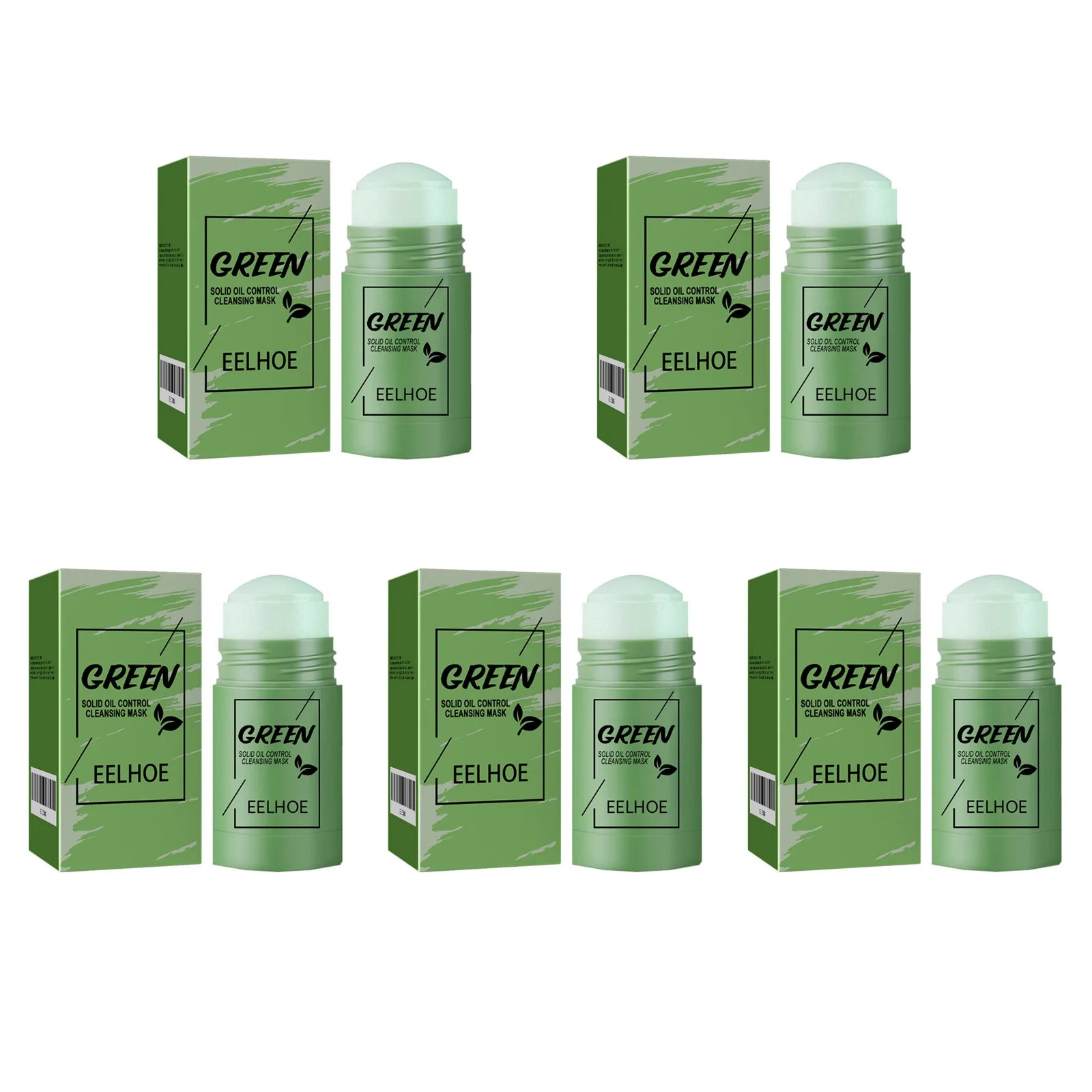 Green Tea Cleansing Solid Face Mask Cleansing Pores Remove Acne Blackhead Oil Control Shrink Pores Brightening Face Skin Care Qme 5 x 40g Boxed