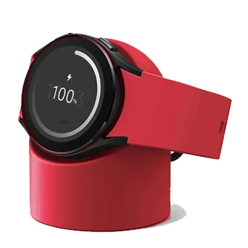 Compatible with Samsung Galaxy Watch 7 6 5 Charger Stand 40 44 46mm Galaxy Watch 5Pro Charger silicone Stand Charging base Qme Red