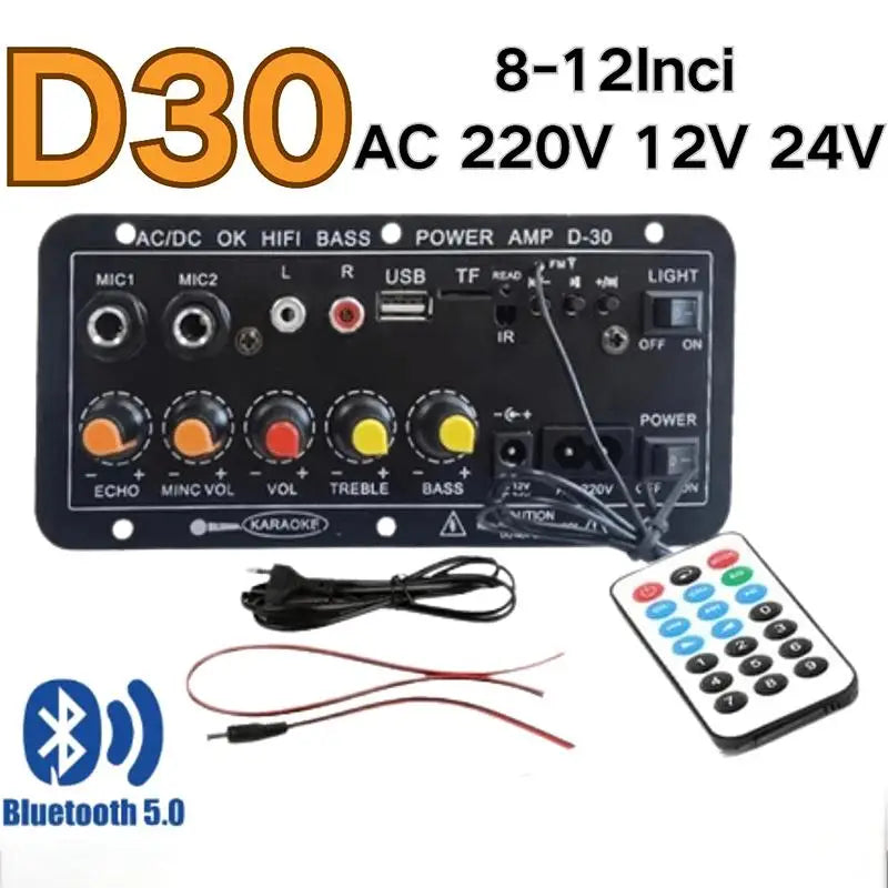 Bluetooth D30 D10 Car Amplifier 12V 24V Power Enhanced Music Home Qme D30